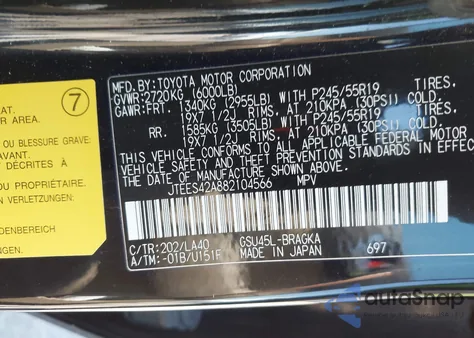 2008 Toyota Highlander Limited z USA, uszkodzony, nr VIN JTEES42A882104566